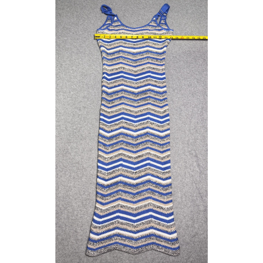 Emory Park Chevron Knit Midi Dress Blue Adjustable Straps Missoni Style NWT SML - Picture 5 of 11